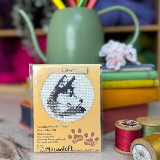 Paw Prints Husky Mini Cross Stitch Kit