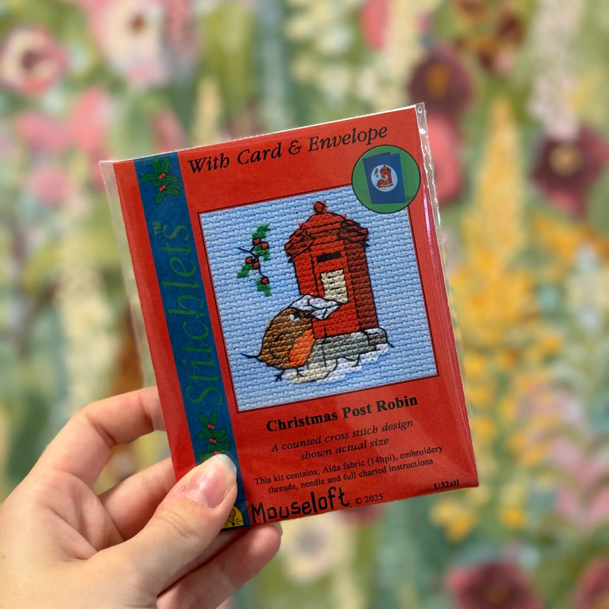 ML Christmas Post Robin Mini Cross Stitch Kit (with card)