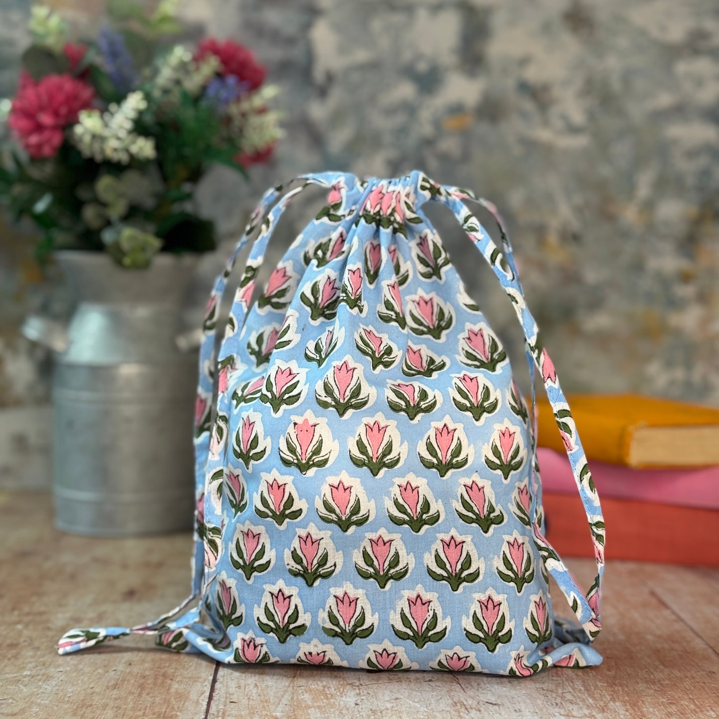 Small Indian Drawstring Cotton Bags