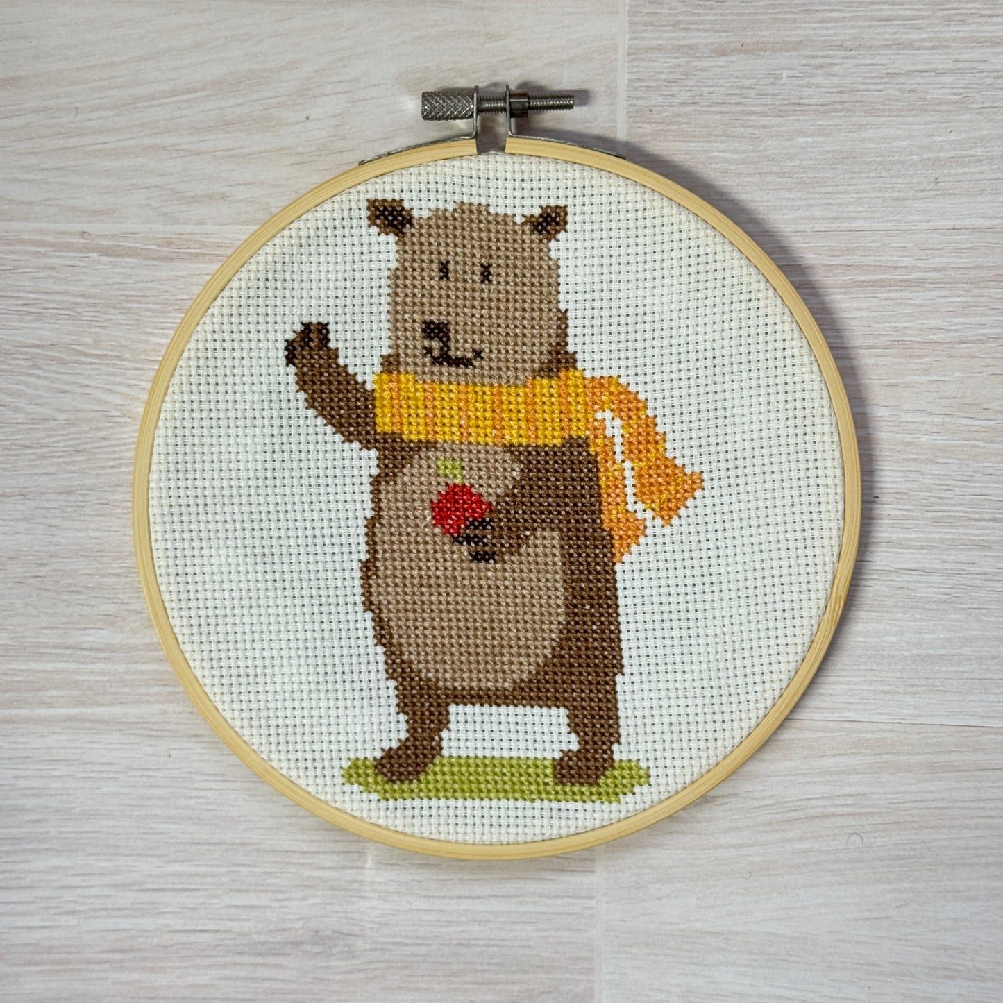 Bear Cross Stitch Complete Sample Hoop