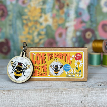 Love the Earth, Love the Bees! Mini Matchbox Cross Stitch Kit