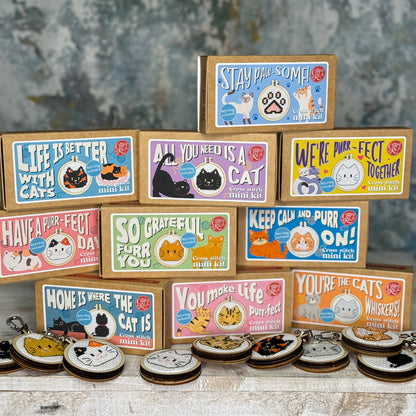 Keep Calm & Purr On! Mini Matchbox Cross Stitch Kit
