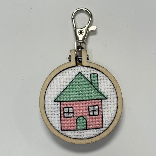 Mini Matchbox 'HOUSE' Completed Cross Stitch Sample Hoop