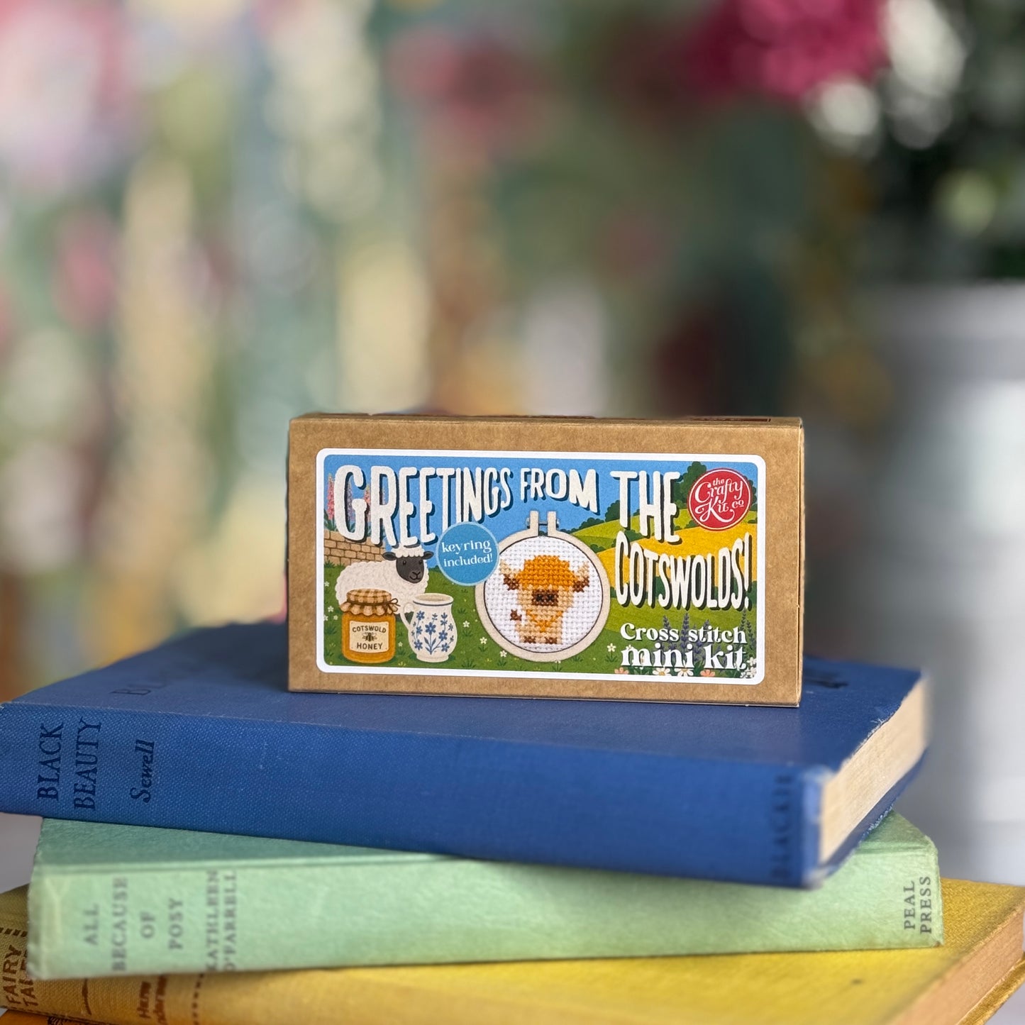Greetings from The Cotswolds (cow) Mini Matchbox Cross Stitch Kit