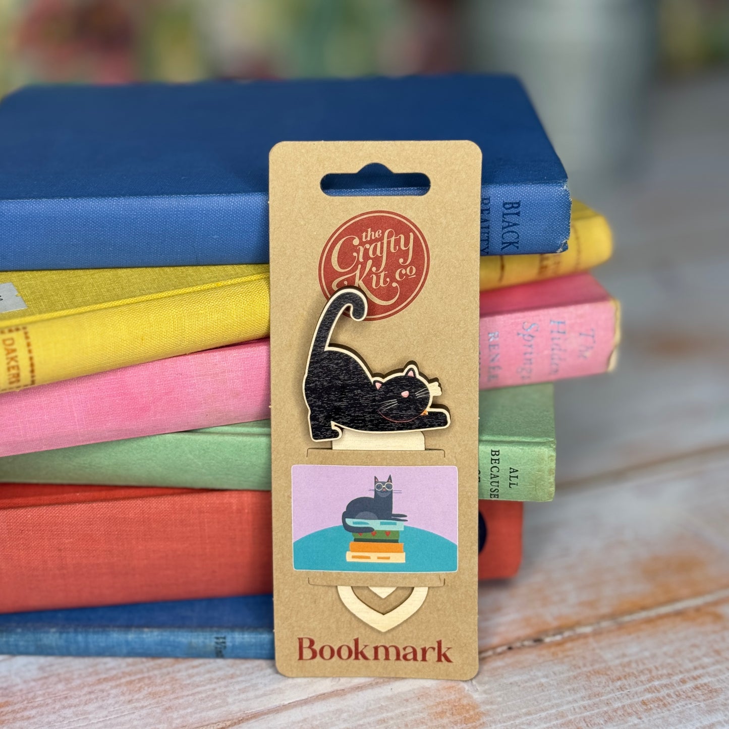 Cat Wooden Bookmark - Midnight