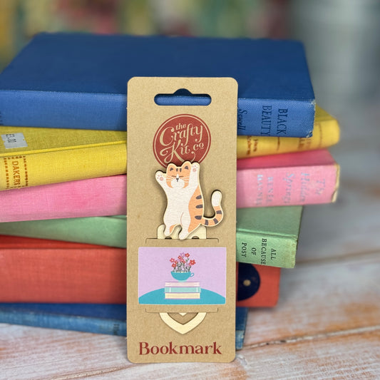 Cat Wooden Bookmark - Stripey