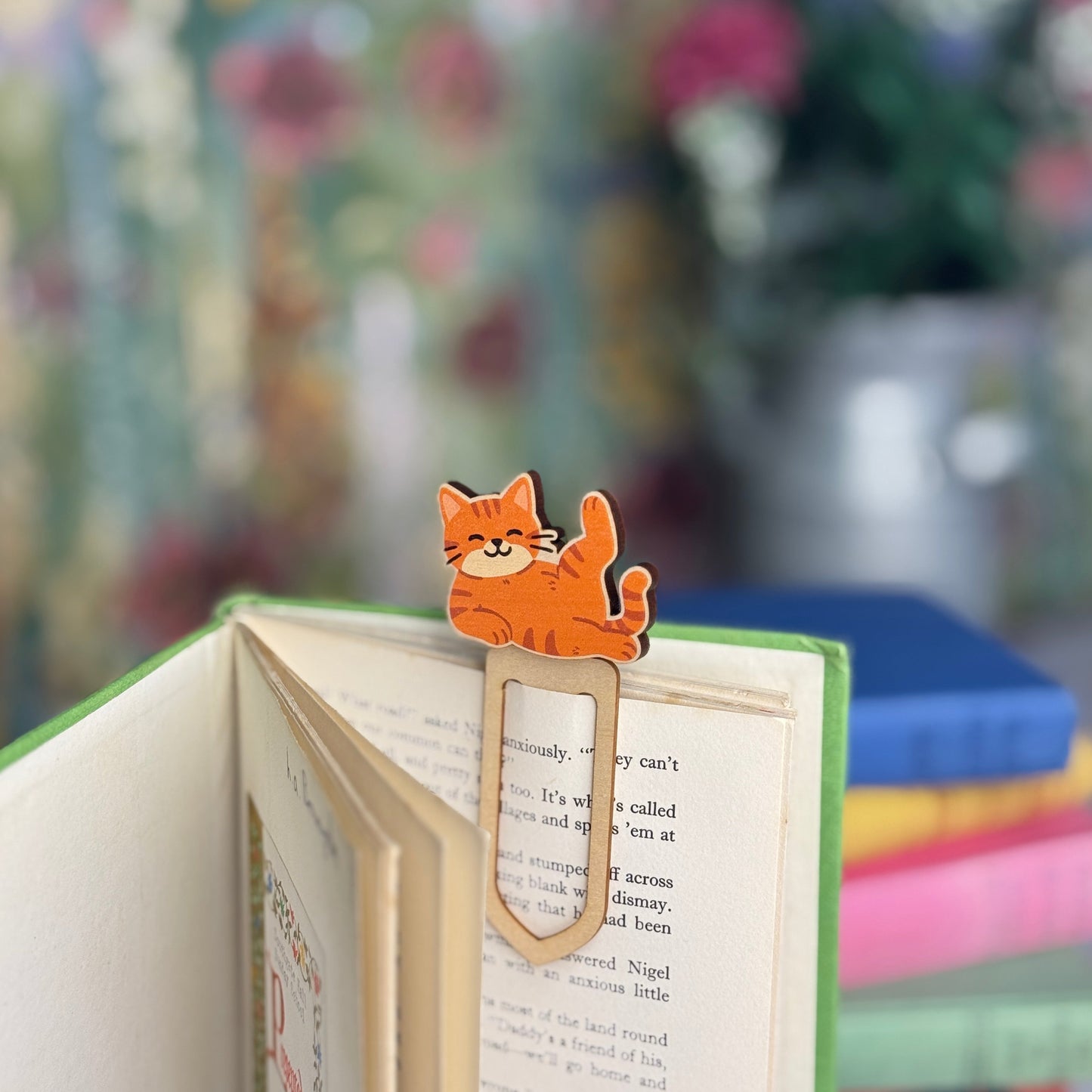 Cat Wooden Bookmark - Ginger