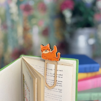 Cat Wooden Bookmark - Ginger