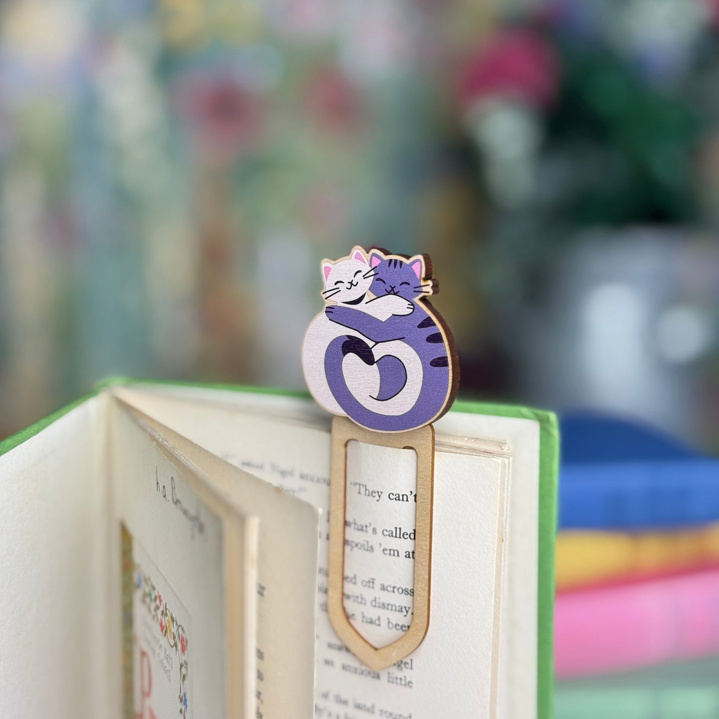 Cat Wooden Bookmark - Besties