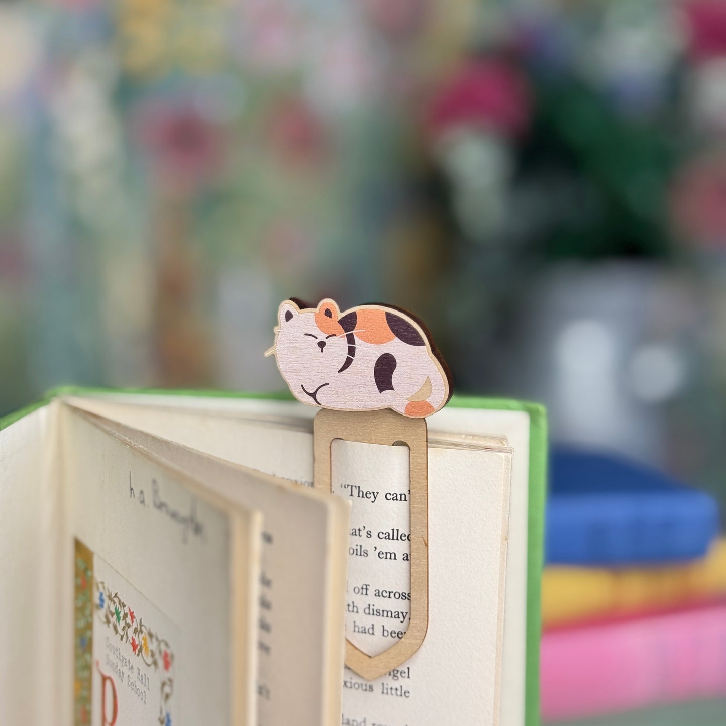 Cat Wooden Bookmark - Calico