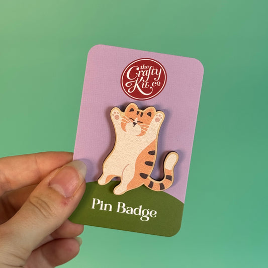 Cat Pin Badge - Stripey