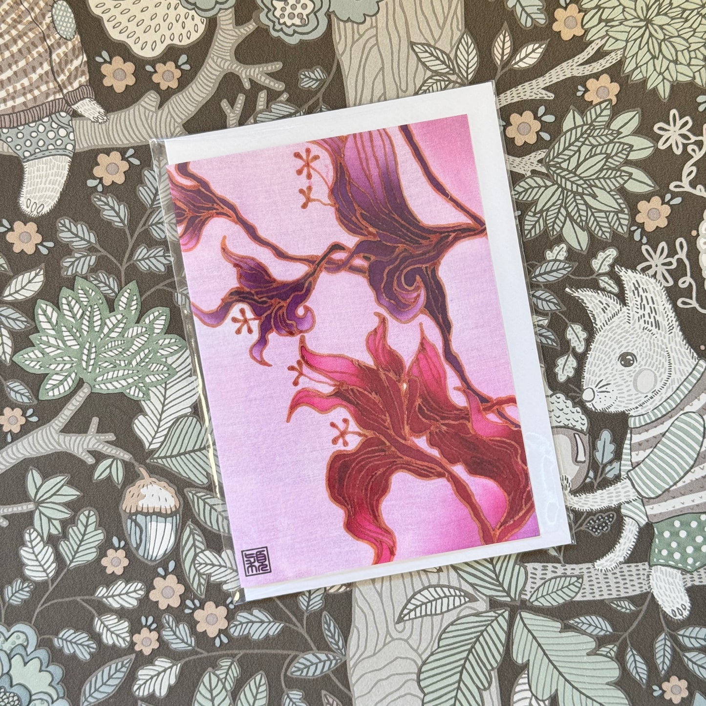 Spring Orchid Batik Greeting Card
