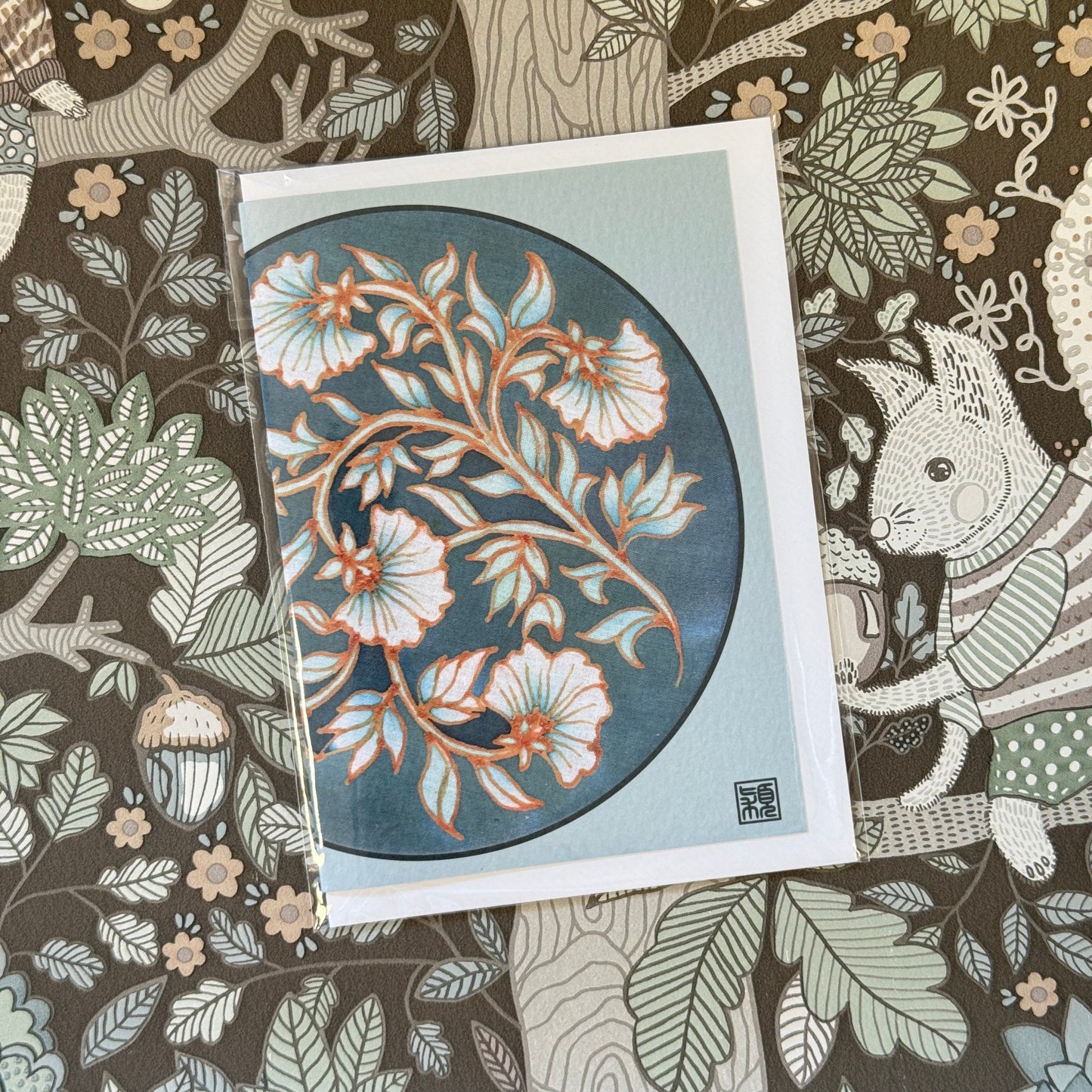Mama's Vintage Peonies Batik Greeting Card