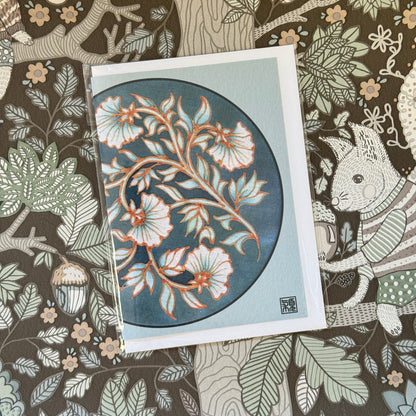 Mama's Vintage Peonies Batik Greeting Card