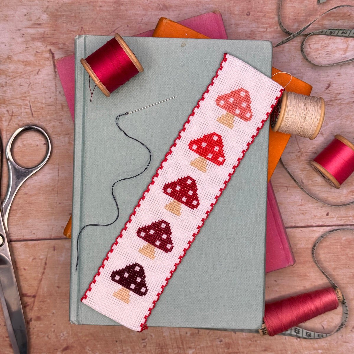 Toadstools Cross Stitch Bookmark Kit