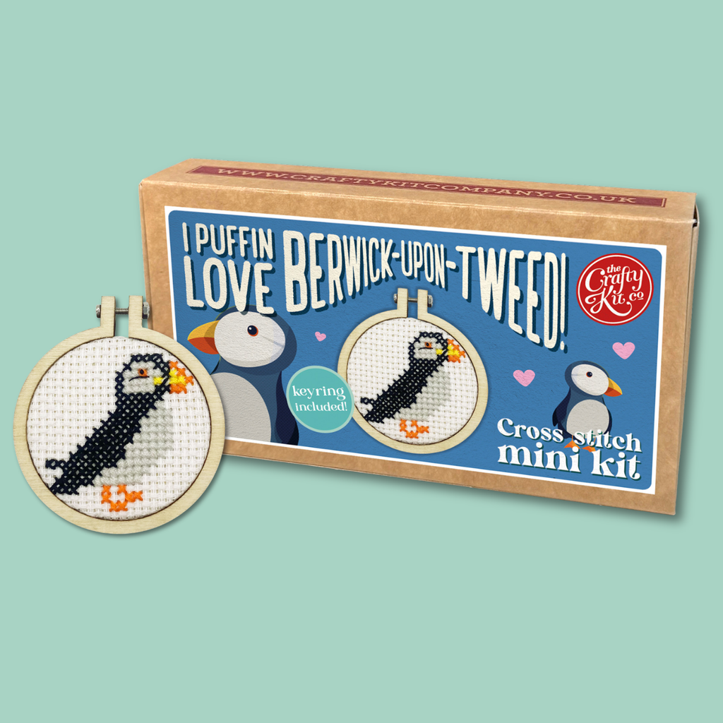 I Puffin Love Berwick-Upon-Tweed! Mini Matchbox Cross Stitch Kit