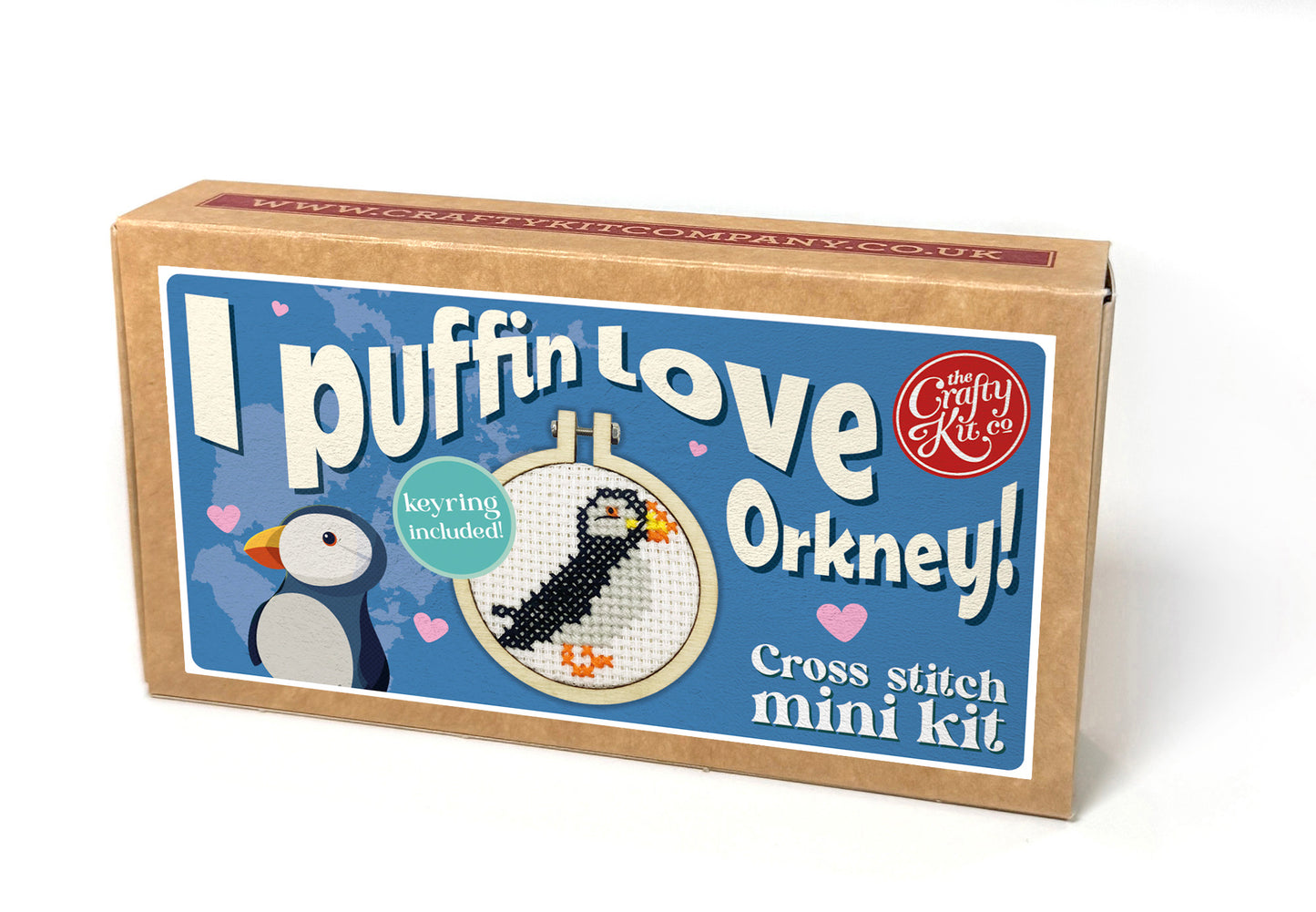 I Puffin Love Orkney! Mini Matchbox Cross Stitch Kit