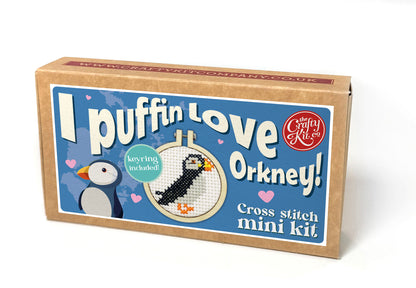 I Puffin Love Orkney! Mini Matchbox Cross Stitch Kit