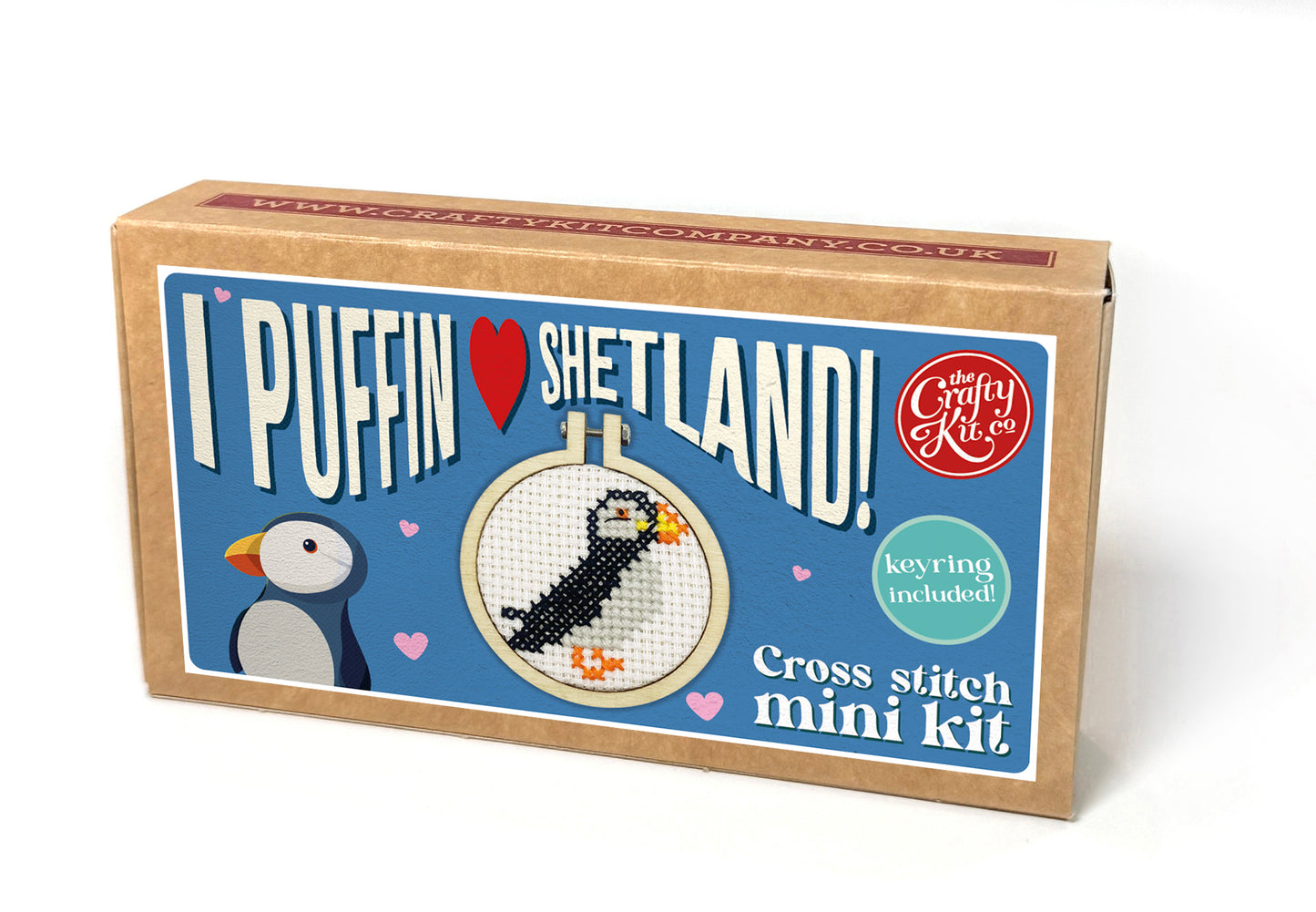 I Puffin Love Shetland! Mini Matchbox Cross Stitch Kit