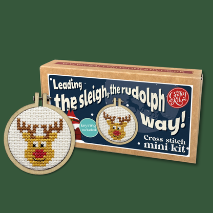 Leading The Sleigh, The Rudolph Way! Mini Matchbox Christmas Cross Stitch Kit