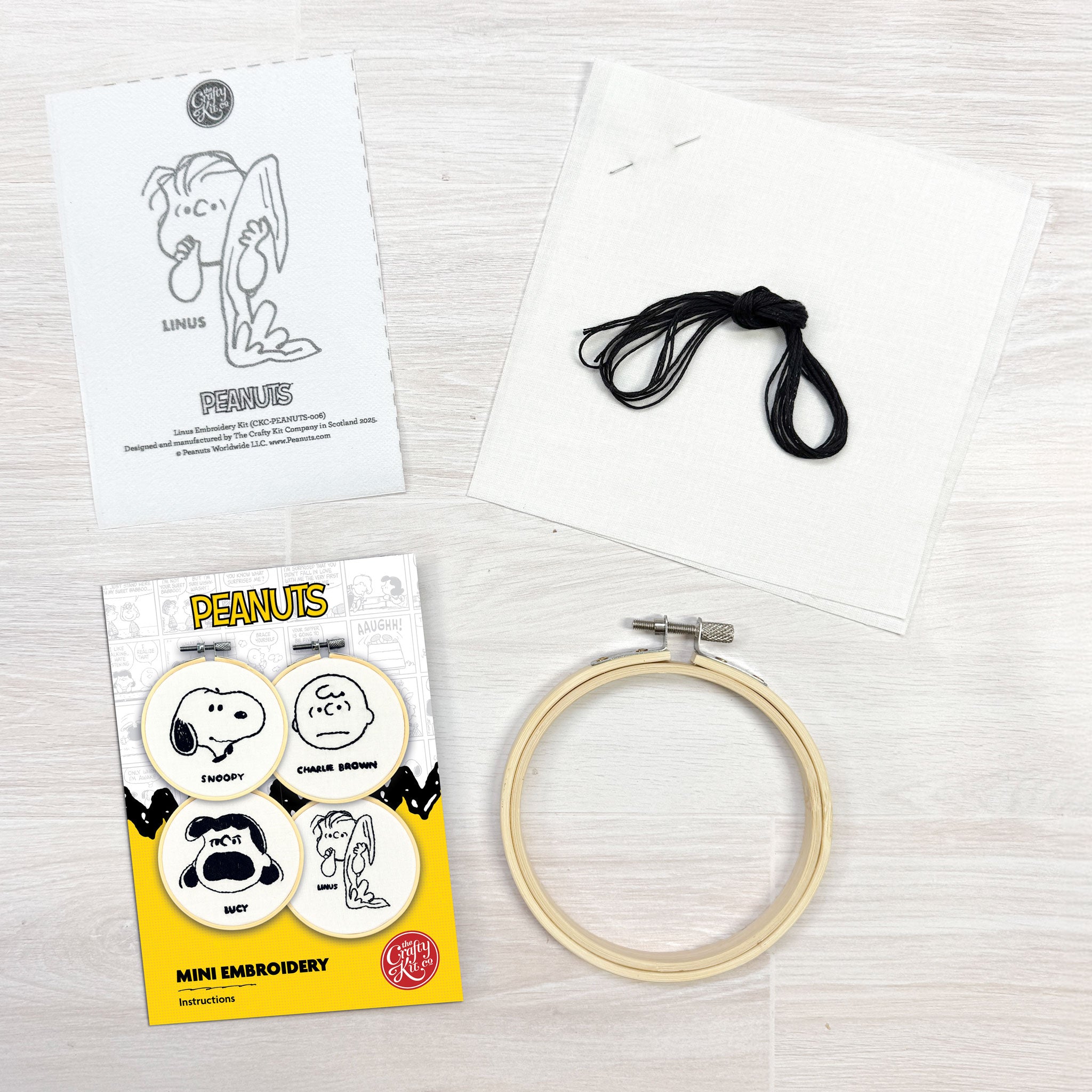 Linus Embroidery Design Peanuts - Linus Mini Embroidery Kit – The Crafty Kit Company