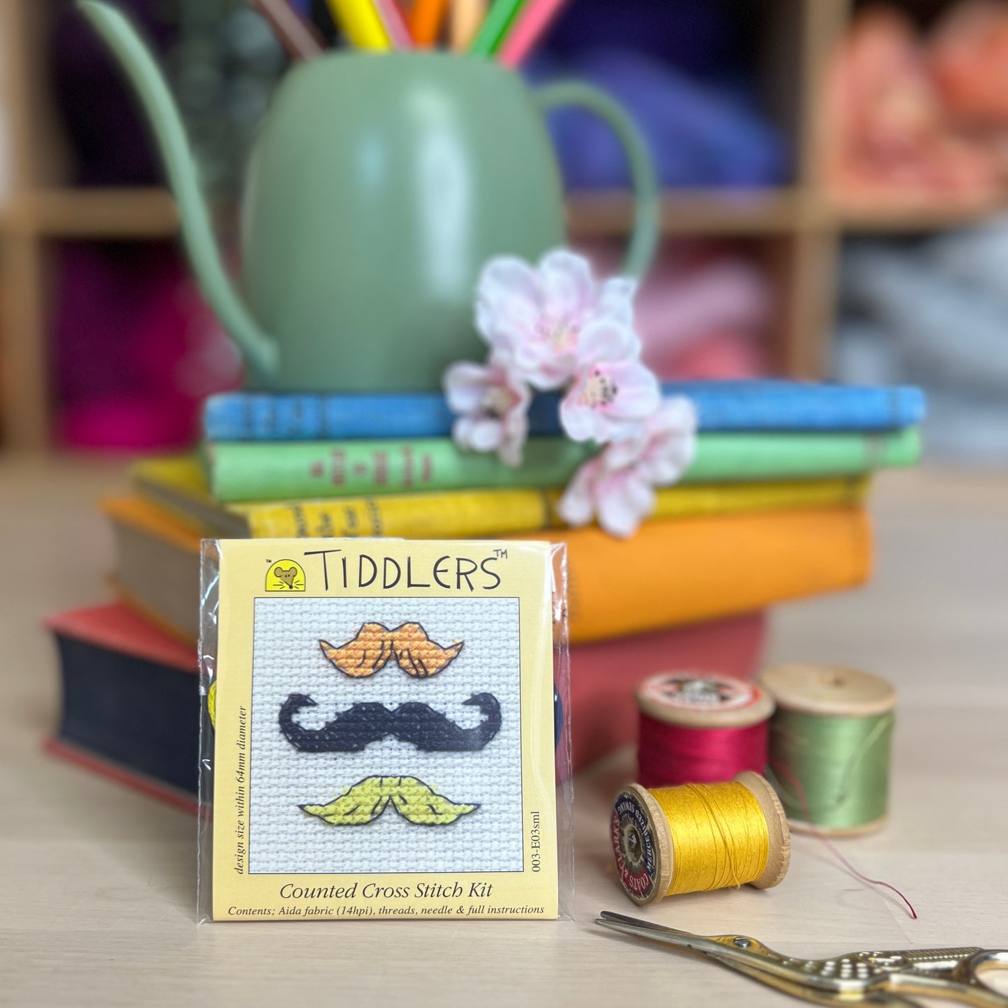 Tiddlers Moustaches Mini Cross Stitch Kit