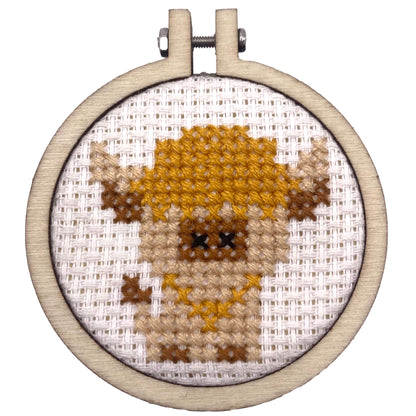 With Love from Edinburgh (Highland Cow) Mini Matchbox Cross Stitch Kit