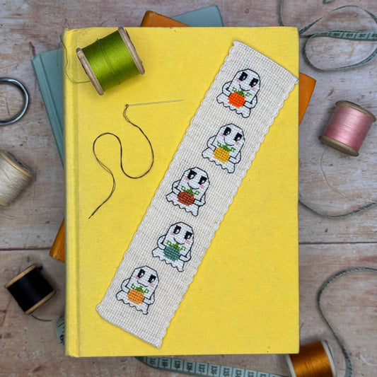 Pumpkin Ghosts Cross Stitch Bookmark Kit