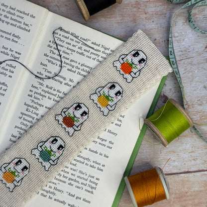 Pumpkin Ghosts Cross Stitch Bookmark Kit