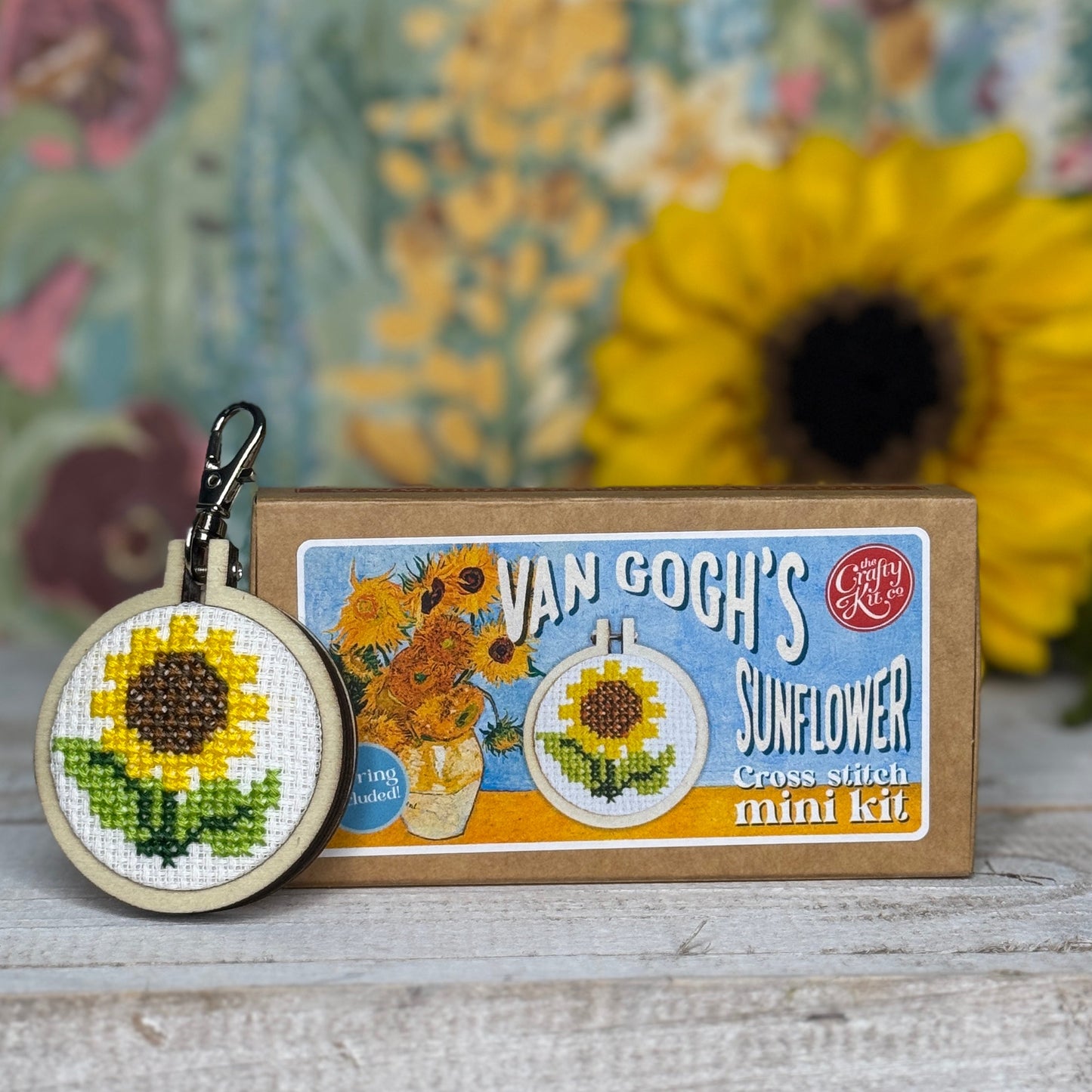 Van Gogh's Sunflower Mini Matchbox Cross Stitch Kit