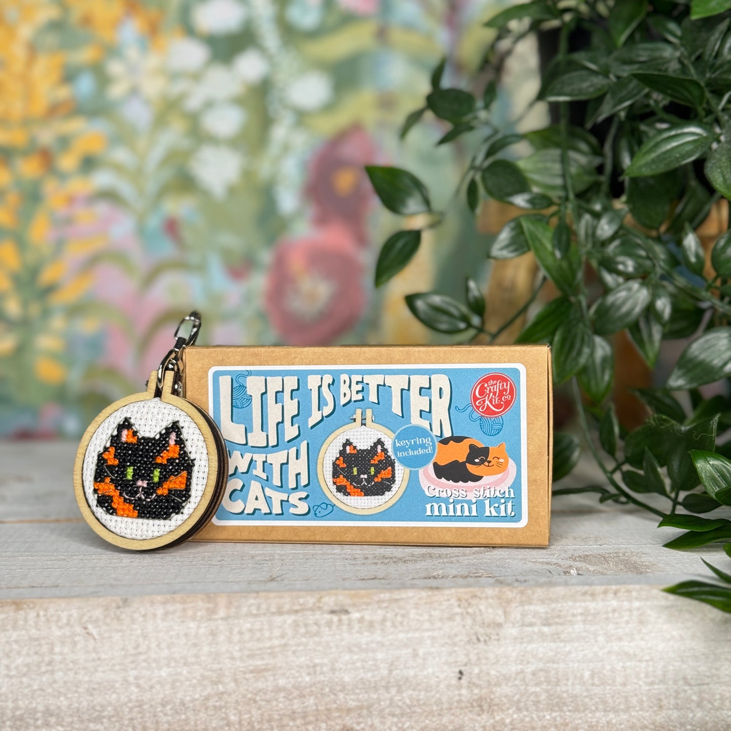 Life is Better with Cats Mini Matchbox Cross Stitch Kit