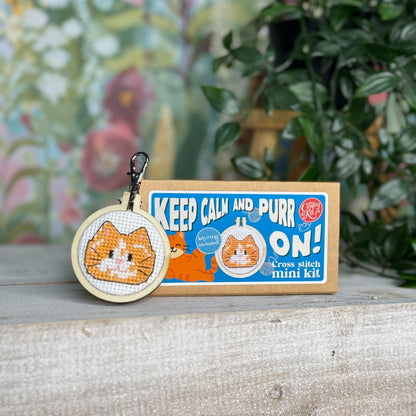 Keep Calm & Purr On! Mini Matchbox Cross Stitch Kit