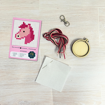 Welcome to the Pink Pony Club! (pony) Mini Matchbox Cross Stitch Kit