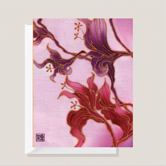 Spring Orchid Batik Greeting Card