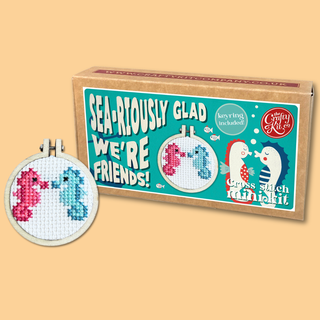 Sea-riously Glad We're Friends! Seaside Mini Matchbox Cross Stitch Kit