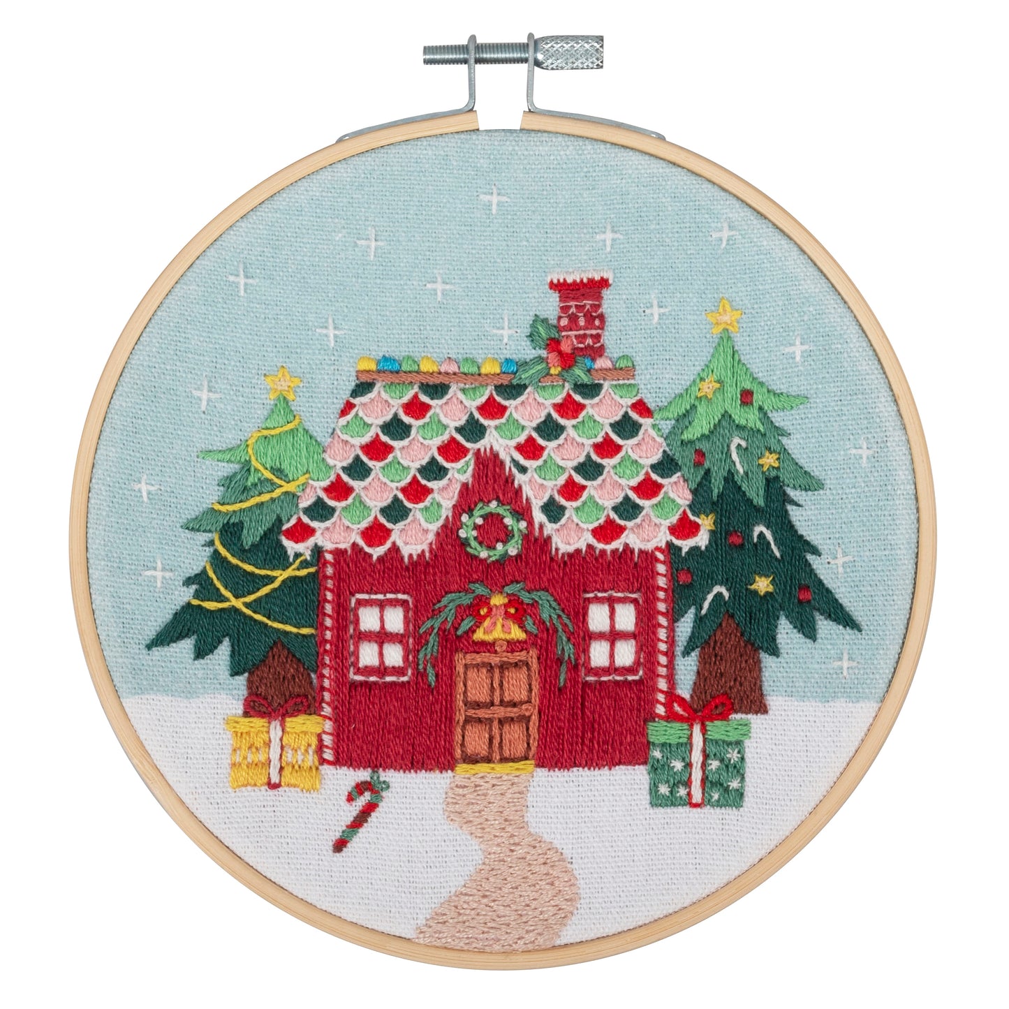 Christmas Cottage Embroidery Hoop Craft Kit