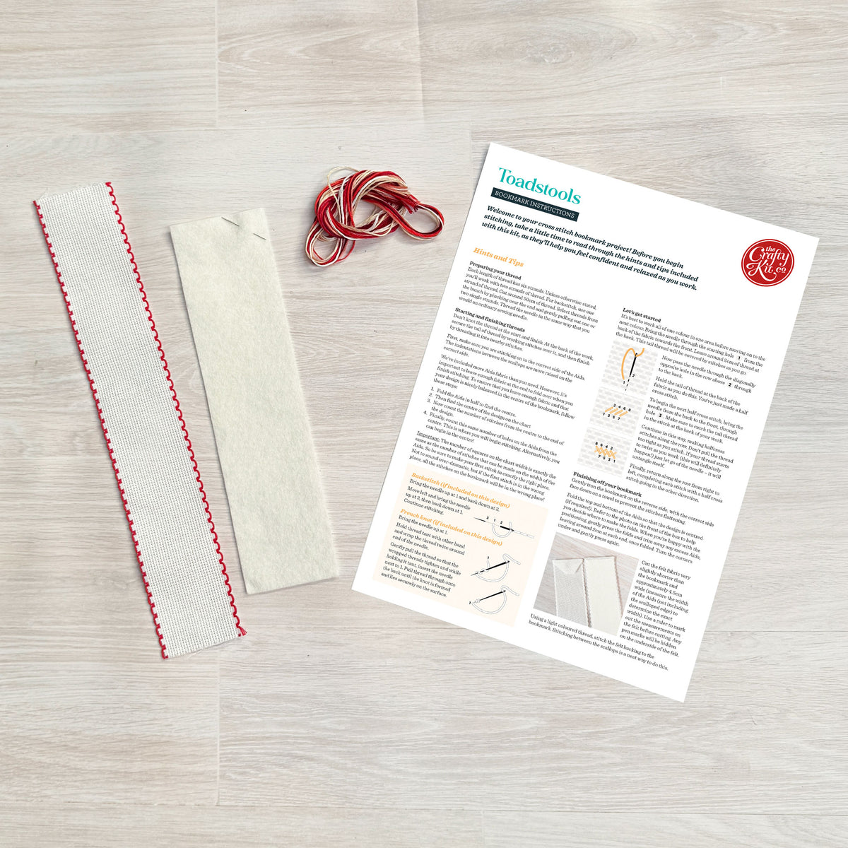 Toadstools Cross Stitch Bookmark Kit