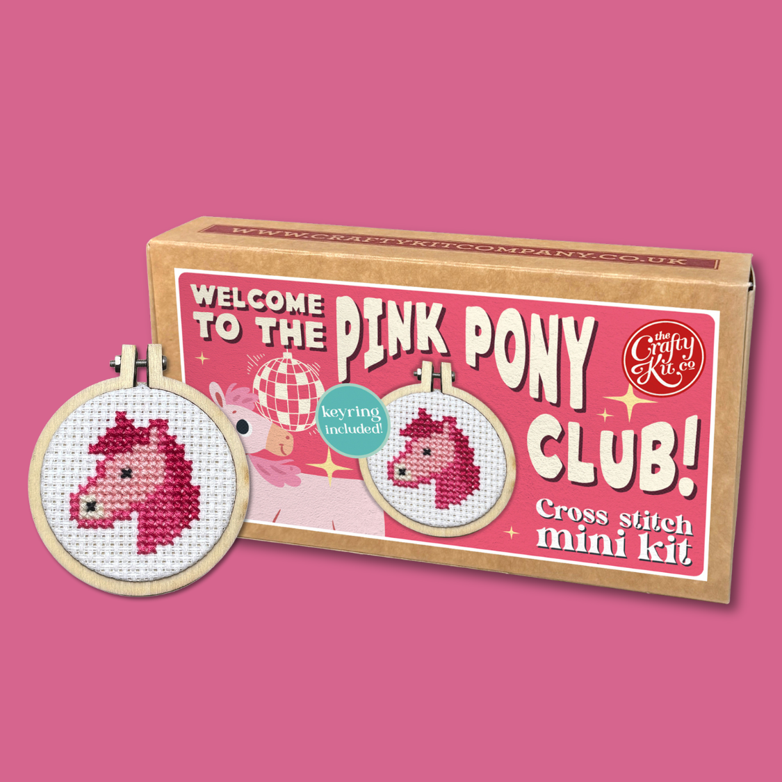 Welcome to the Pink Pony Club! (pony) Mini Matchbox Cross Stitch Kit
