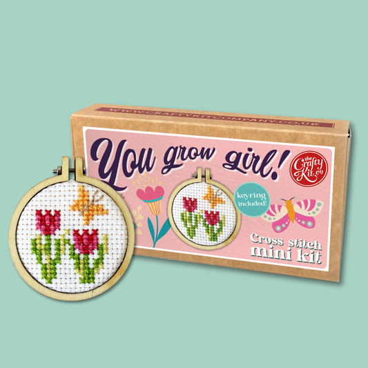 You Grow Girl! Mini Matchbox Cross Stitch Kit