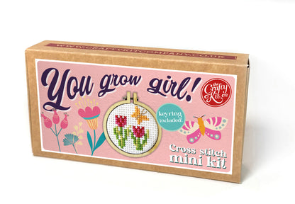 You Grow Girl! Mini Matchbox Cross Stitch Kit