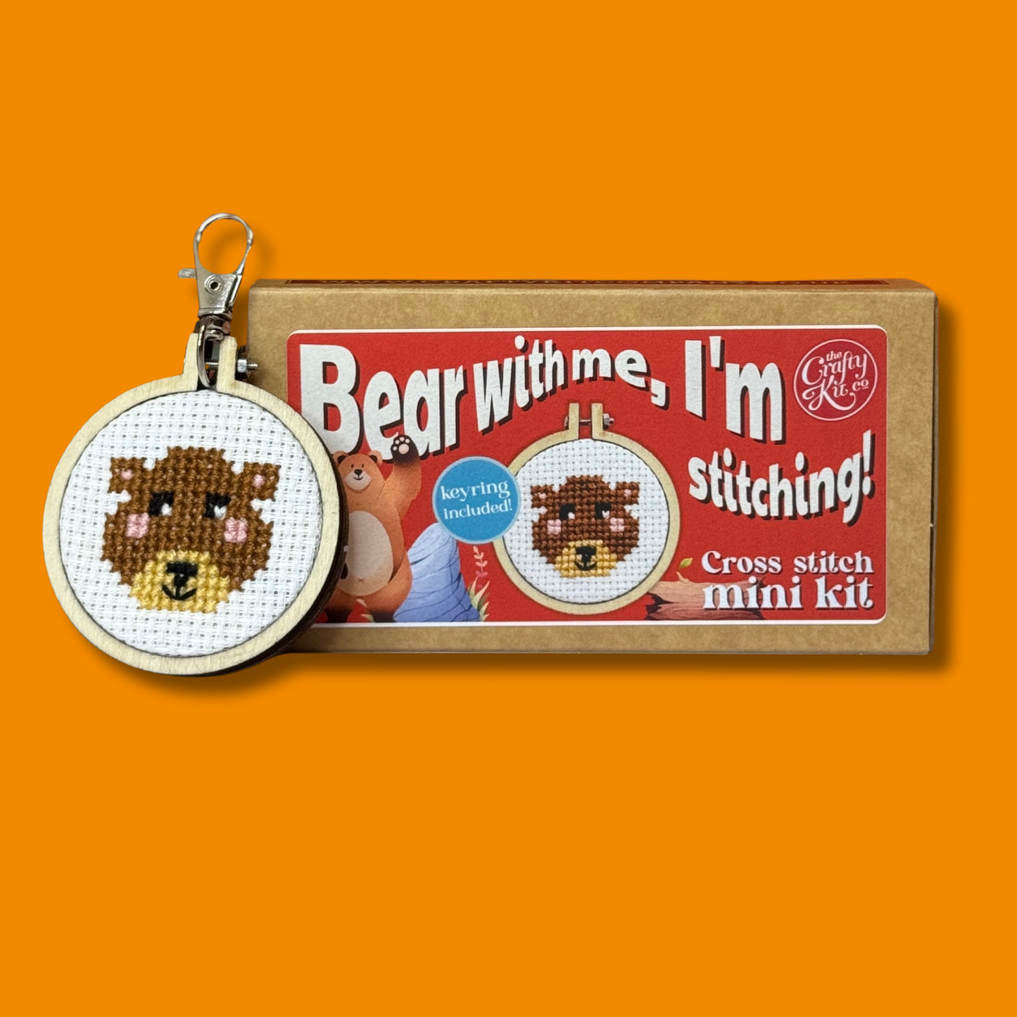 Bear with Me, I'm Stitching! Mini Matchbox Cross Stitch Kit
