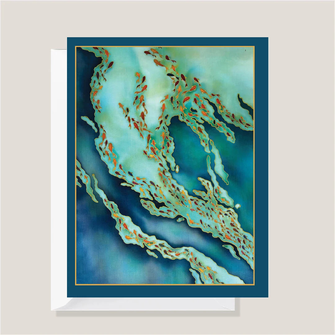 Endless Blue Batik Greeting Card
