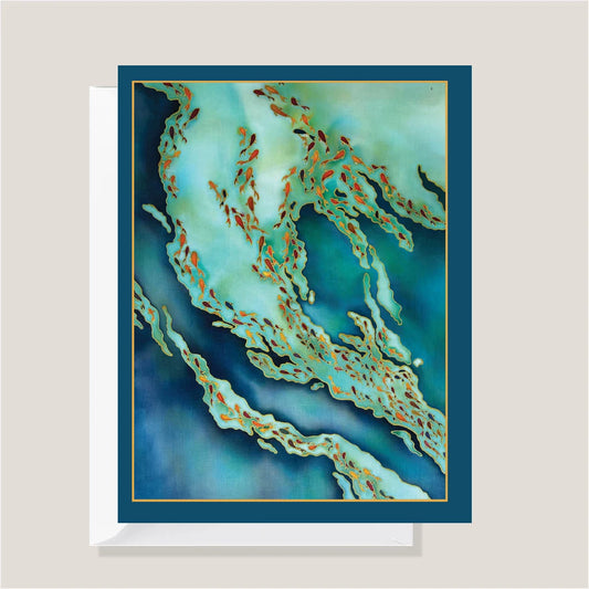 Endless Blue Batik Greeting Card
