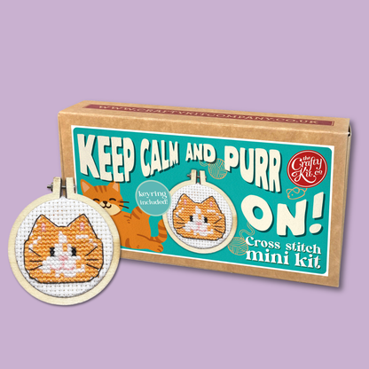 Keep Calm & Purr On! Mini Matchbox Cross Stitch Kit