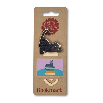 Cat Wooden Bookmark - Midnight