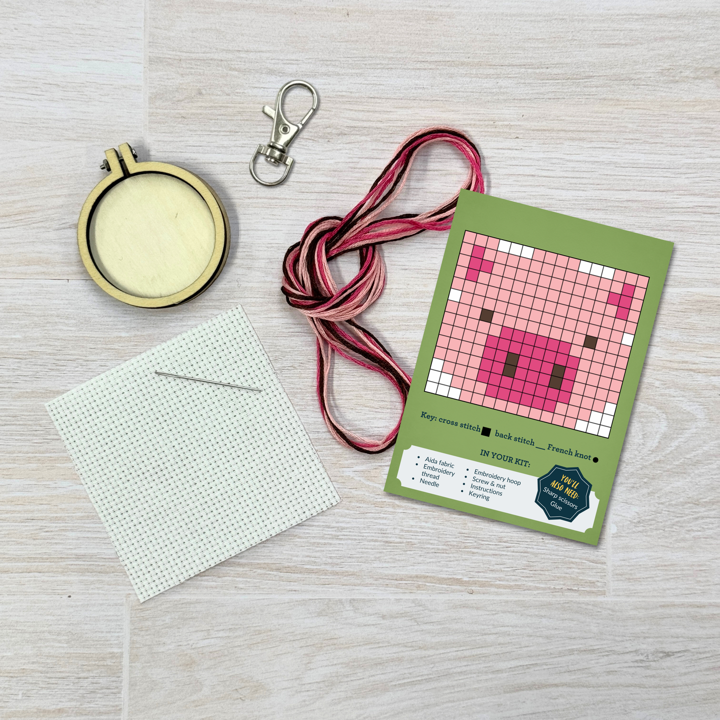 Missing You Pig Time Mini Matchbox Cross Stitch Kit