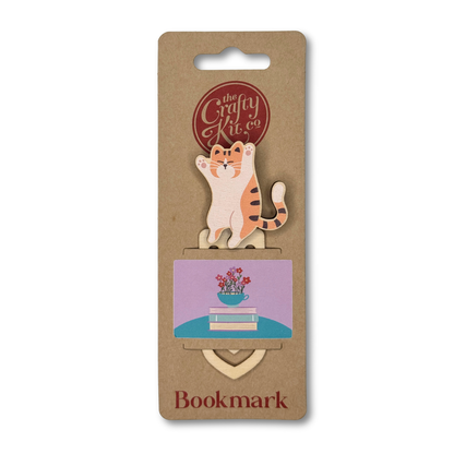 Cat Wooden Bookmark - Stripey