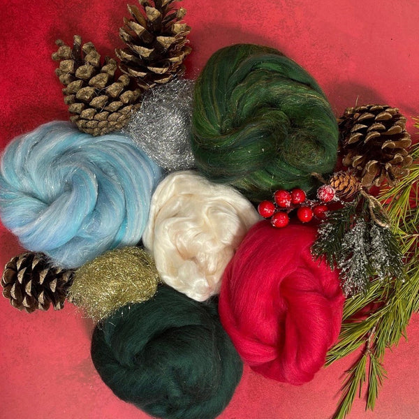 Festive Wool Pack from Crafty Kit Company.  Five 20g balls and two 2g balls in festive colours. 