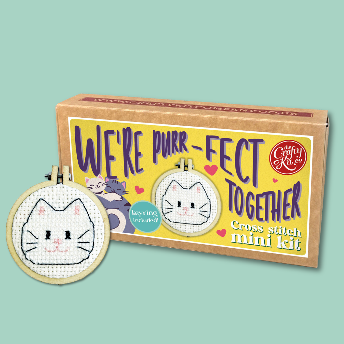 We're Purr-fect Together! Mini Matchbox Cross Stitch Kit