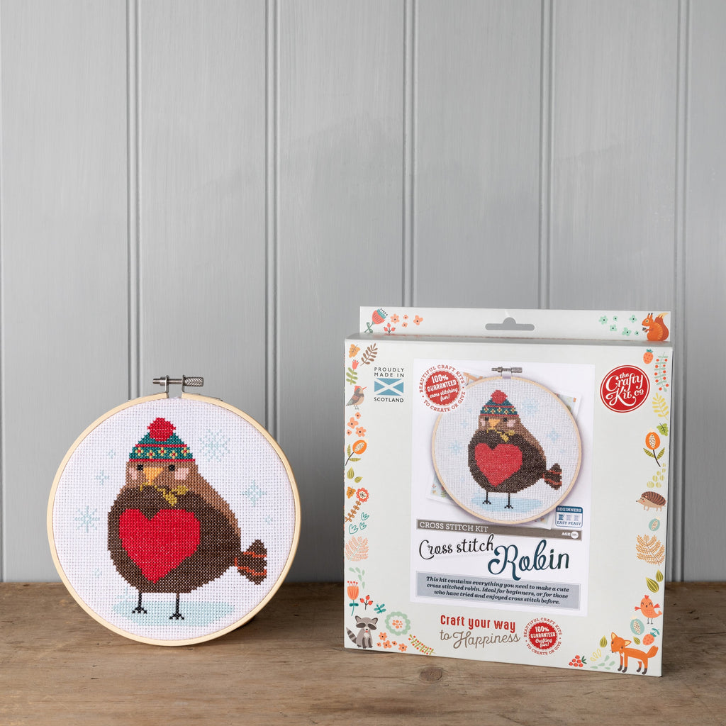 Heart Robin Cross Stitch and kit box image